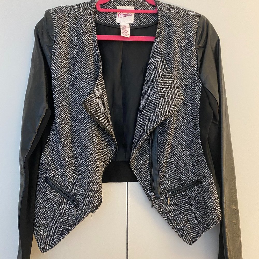 Candies Leather Houndstooth Blazer